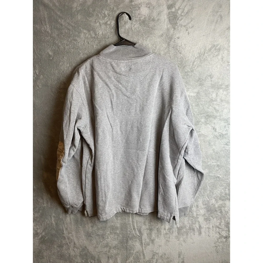 Woolrich Quarter Zip Mens XL Gray Cotton Sweater Jacket